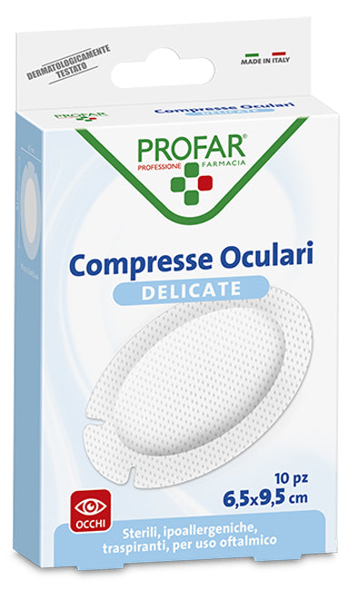 Compresse oculari con garza antiaderente 9,5x6,5 cm 10 pezziprofar - Compresse oculari con garza antiaderente 9,5x6,5 cm 10 pezziprofar