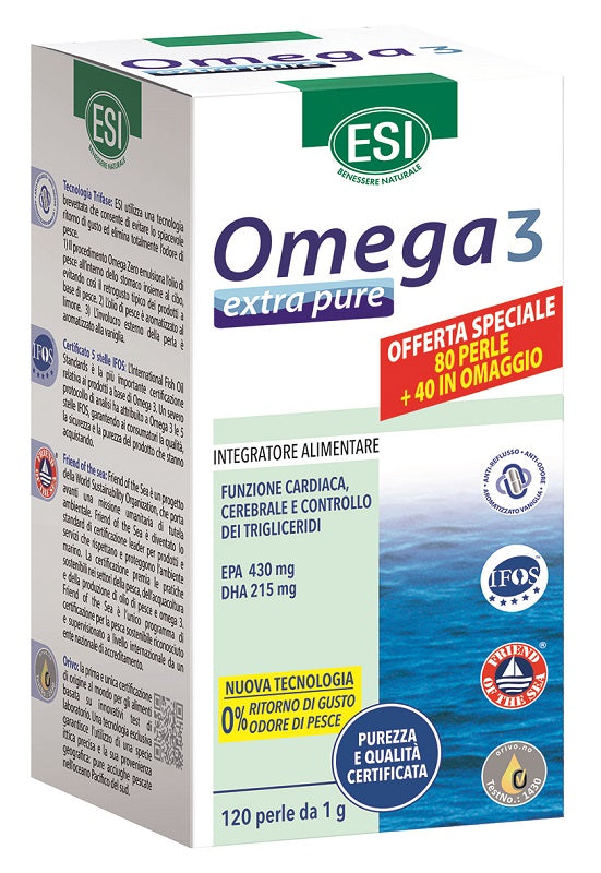 Esi omega 3 extra pure 80 perle più 40 perle - Esi omega 3 extra pure 80 perle più 40 perle