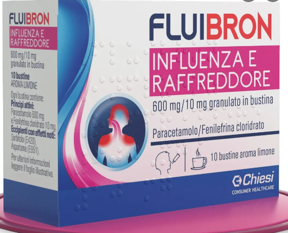 Fluibron influenza e raffreddore*orale grat 10 bust 600 mg +10 mg - Fluibron influenza e raffreddore*orale grat 10 bust 600 mg +10 mg