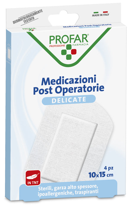 Medicazione post operatoria sterile garza antiaderente 10x15cm 4 pezzi profar - Medicazione post operatoria sterile garza antiaderente 10x15cm 4 pezzi profar