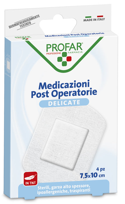Medicazione post operatoria sterile garza antiaderente 7,5x10 cm 4 pezzi profar - Medicazione post operatoria sterile garza antiaderente 7,5x10 cm 4 pezzi profar