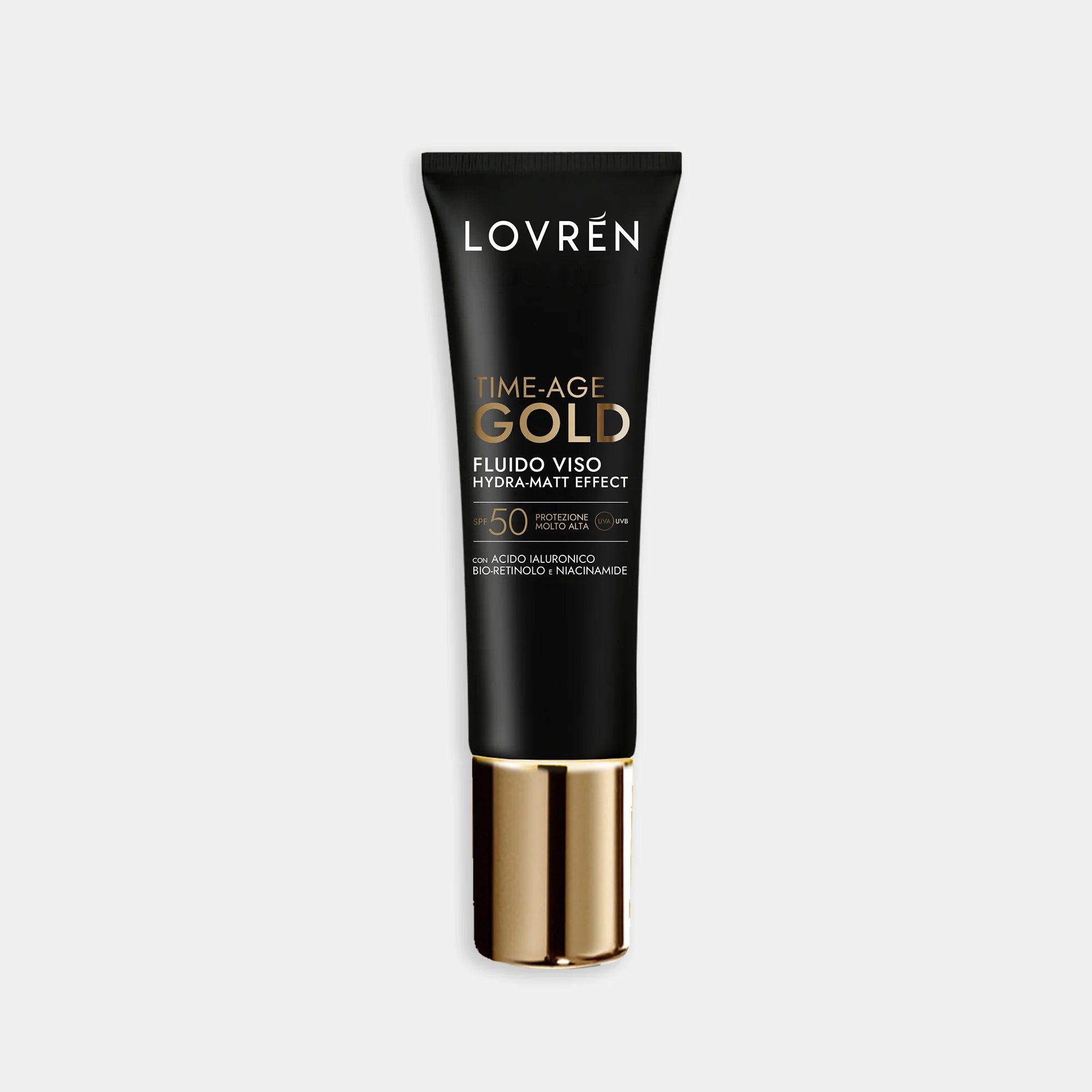 Lovren fluido viso spf 50 time-age gold hydra-matt effect 30ml - Lovren fluido viso spf 50 time-age gold hydra-matt effect 30ml