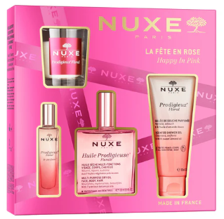 Nuxe Cofanetto regalo Huile Prodigieuse Florale Olio 100ml + Profumo 15ml + Gel Doccia 100ml + Candela 60g - Nuxe Cofanetto regalo Huile Prodigieuse Florale Olio 100ml + Profumo 15ml + Gel Doccia 100ml + Candela 60g