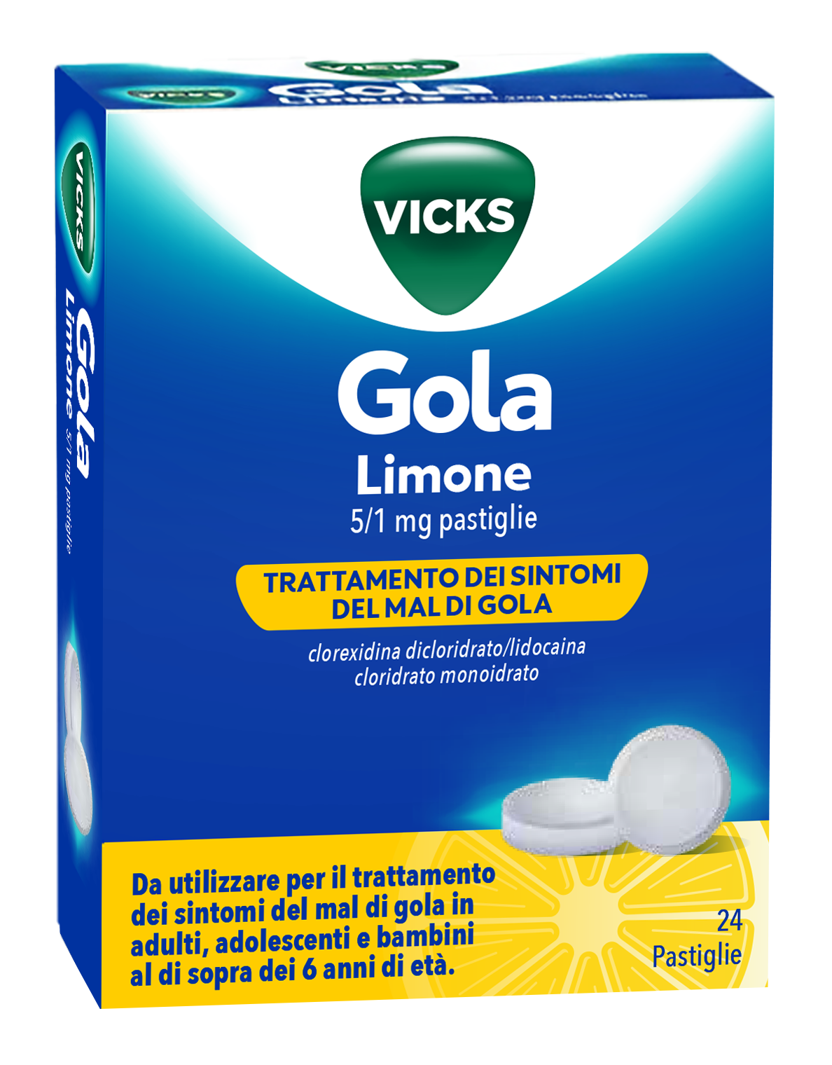 Vicks gola*24 pastiglie 5 mg + 1 mg limone - Vicks gola*24 pastiglie 5 mg + 1 mg limone