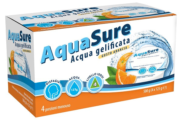 Aquasure acqua gelificata arancia edulcorata multipack 4 pezzi da 125 g - Aquasure acqua gelificata arancia edulcorata multipack 4 pezzi da 125 g