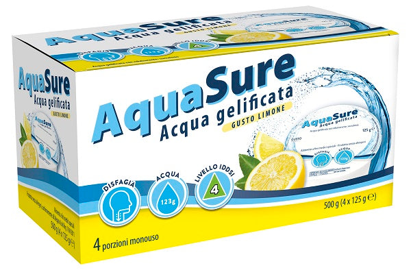 Aquasure acqua gelificata limone edulcorata multipack 4 pezzi da 125 g - Aquasure acqua gelificata limone edulcorata multipack 4 pezzi da 125 g