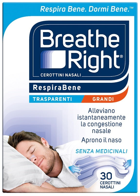 Cerotti nasali breathe right trasparenti grandi 30 pezzi - Cerotti nasali breathe right trasparenti grandi 30 pezzi