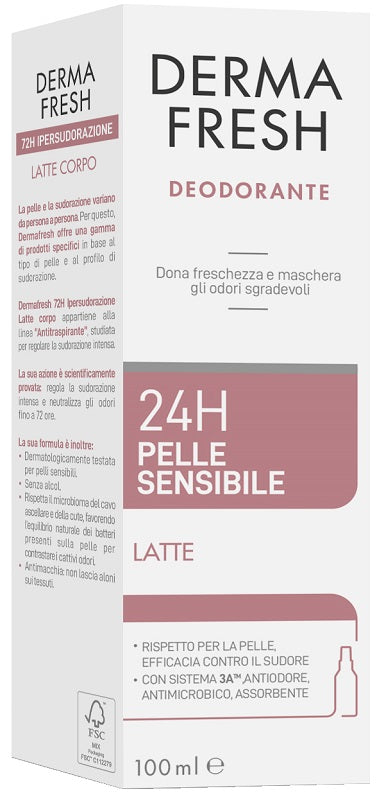 Dermafresh 24h pelle sensibile latte 100 ml - Dermafresh 24h pelle sensibile latte 100 ml