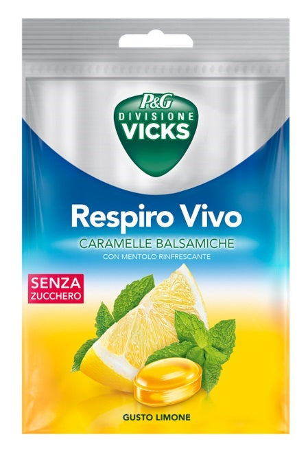 Vicks respiro vivo caramelle balsamiche limone 72 g con edulcoranti - Vicks respiro vivo caramelle balsamiche limone 72 g con edulcoranti