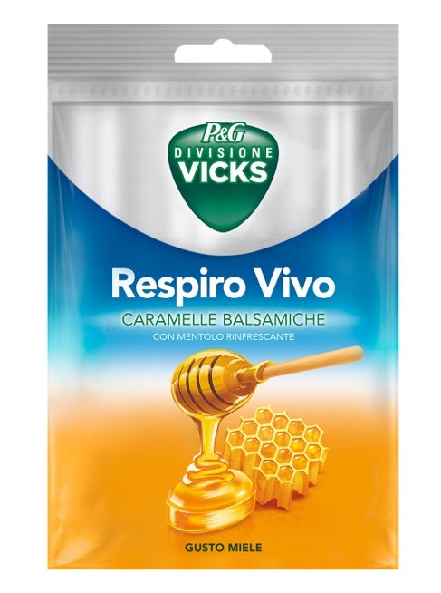 Vicks respiro vivo caramelle balsamiche miele 72 g con edulcoranti - Vicks respiro vivo caramelle balsamiche miele 72 g con edulcoranti