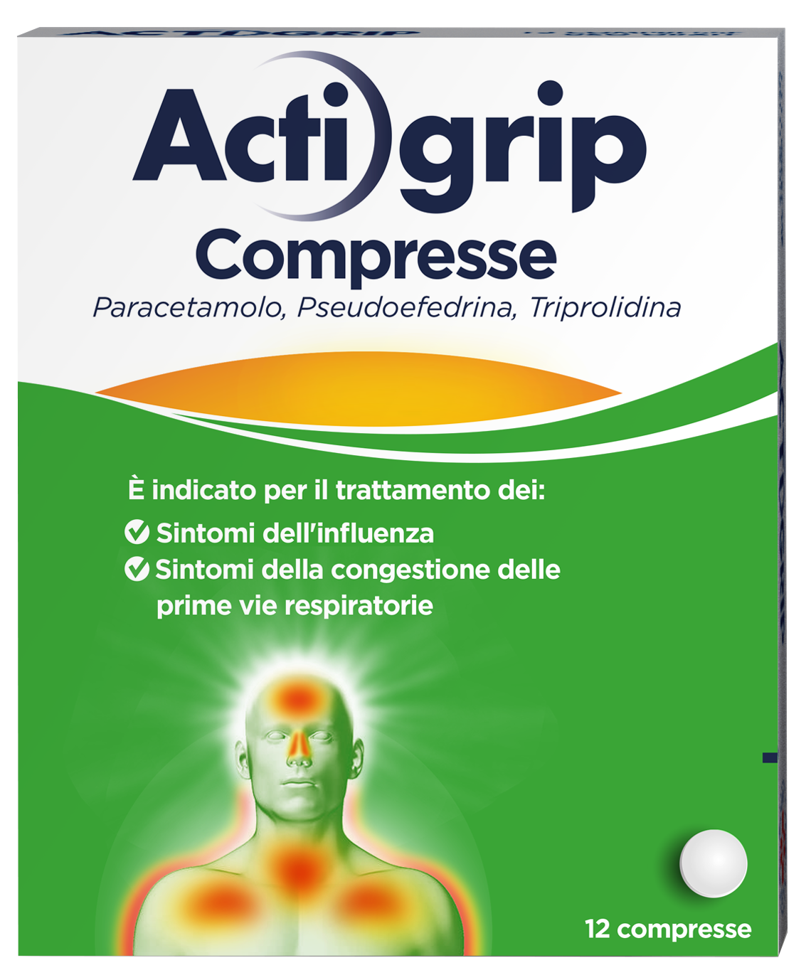 Actigrip*12 cpr 60 mg + 2,5 mg + 500 mg - Actigrip*12 cpr 60 mg + 2,5 mg + 500 mg