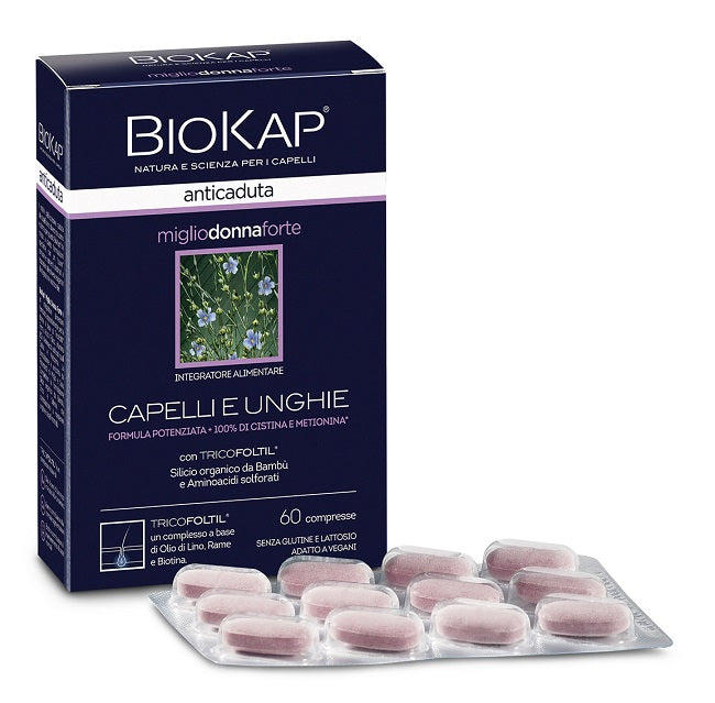 Biokap anticaduta miglio donna forte con tricofoltil 60 compresse - Biokap anticaduta miglio donna forte con tricofoltil 60 compresse