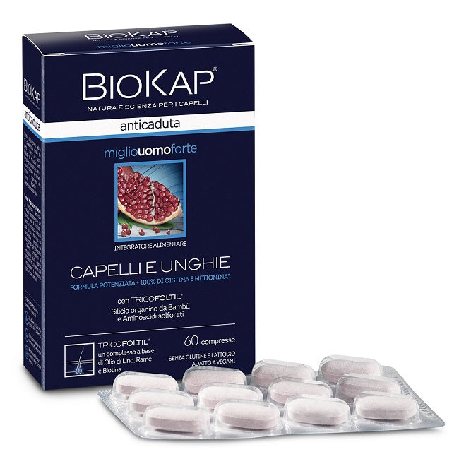 Biokap anticaduta miglio uomo forte con tricofoltil 60 compresse - Biokap anticaduta miglio uomo forte con tricofoltil 60 compresse