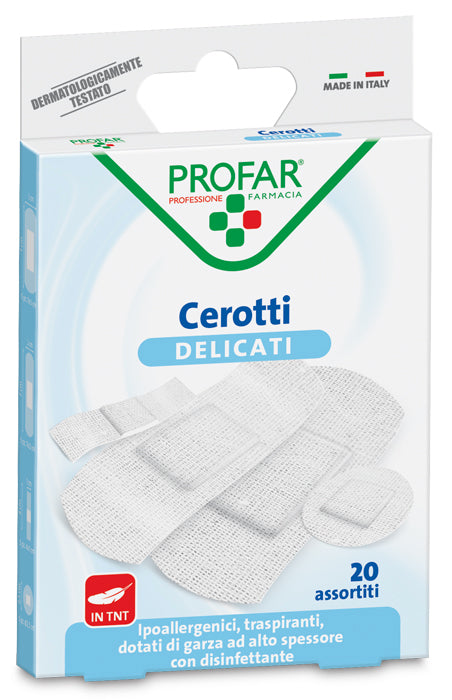 Cerotto tessuto non tessuto delicato assortiti 20 pezzi profar - Cerotto tessuto non tessuto delicato assortiti 20 pezzi profar