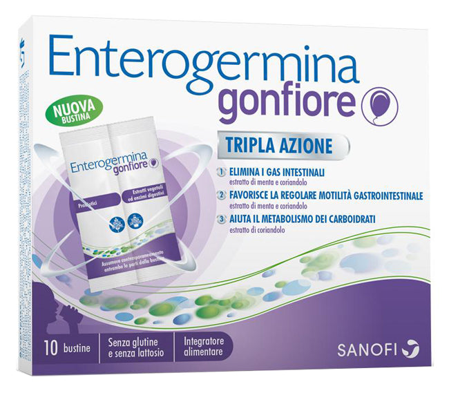 Enterogermina gonfiore 10 bustine bipartite - Enterogermina gonfiore 10 bustine bipartite