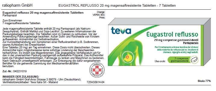 Eugastrol reflusso*7 cpr gastrores 20 mg - Eugastrol reflusso*7 cpr gastrores 20 mg