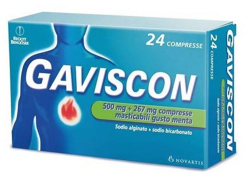 Gaviscon*24 cpr mast 500 mg + 267 mg menta - Gaviscon*24 cpr mast 500 mg + 267 mg menta