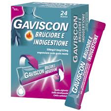 Gaviscon bruciore e indigestione*24 bust 500 mg + 213 mg + 325 mg gusto menta - Gaviscon bruciore e indigestione*24 bust 500 mg + 213 mg + 325 mg gusto menta