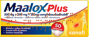 Maalox plus*50 cpr mast 200 mg + 200 mg + 25 mg