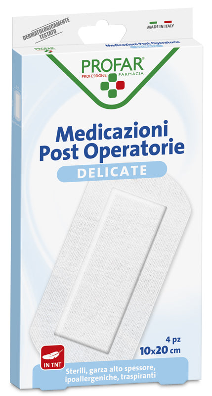 Medicazione post operatoria sterile garza antiaderente 10x20cm 4 pezzi profar - Medicazione post operatoria sterile garza antiaderente 10x20cm 4 pezzi profar