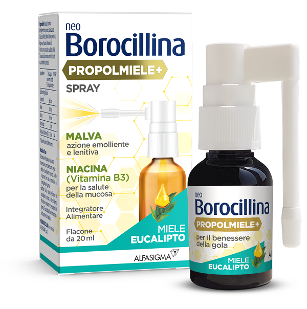 Neoborocillina propolmiele+ spray miele eucalipto 20 ml - Neoborocillina propolmiele+ spray miele eucalipto 20 ml