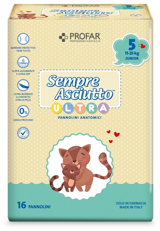 Pannolini profar sempre asciutto ultra junior 11/25 kg 16 pezzi - Pannolini profar sempre asciutto ultra junior 11/25 kg 16 pezzi
