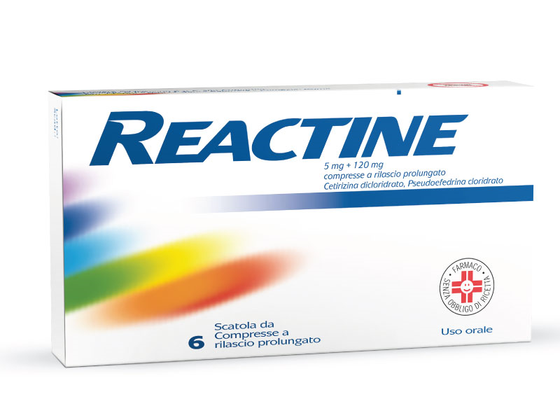 Reactine*6 cpr 5 mg + 120 mg rilascio prolungato - Reactine*6 cpr 5 mg + 120 mg rilascio prolungato