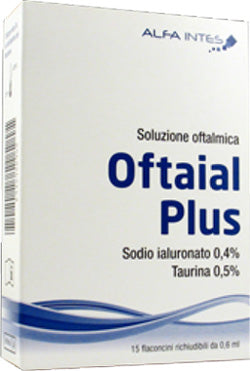 Soluzione oftalmica oftaial plus acido ialuronico 0,4% e taurina 15 flaconcini richiudibili da 0,6 ml - Soluzione oftalmica oftaial plus acido ialuronico 0,4% e taurina 15 flaconcini richiudibili da 0,6 ml