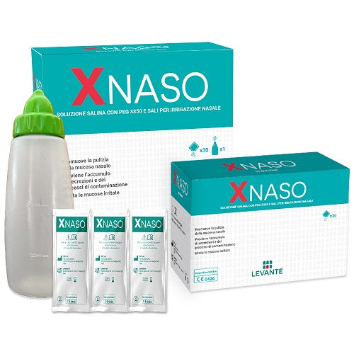 Soluzione salina con peg 3350 e sali per irrigazione nasalexnaso 30 bustine + 1 erogatore - Soluzione salina con peg 3350 e sali per irrigazione nasalexnaso 30 bustine + 1 erogatore