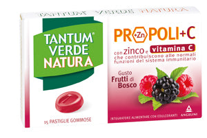 Tantum verde natura propoli+c 15 pastiglie gommose gusto frutti di bosco - Tantum verde natura propoli+c 15 pastiglie gommose gusto frutti di bosco