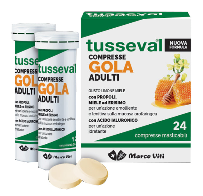 Tusseval gola adulti 24 compresse masticabili limone e miele - Tusseval gola adulti 24 compresse masticabili limone e miele