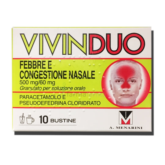 Vivinduo febbre e congestione nasale*orale 10 bustine 500 mg+ 60 mg - Vivinduo febbre e congestione nasale*orale 10 bustine 500 mg+ 60 mg